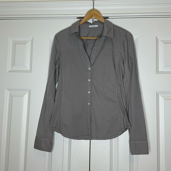 James Perse Light Grey Button Down Shirt Sz3 - Picture 1 of 7